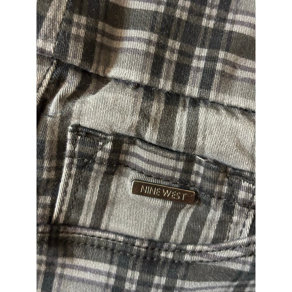 NINE WEST Wm Sz 12 Glasgow Plaid Heidi Pull-On Pants Charcoal Gray & Black - Picture 3 of 8